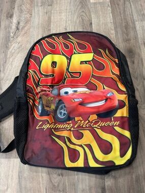 Disney Pixar Cars Lightning McQueen Backpack Kids Red Black #95 Bookbag New